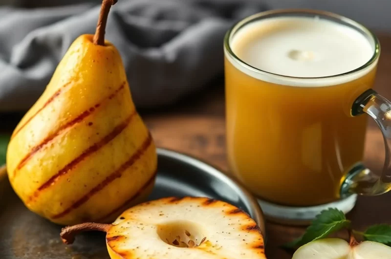 Warm Grilled Pear Bourbon Cider