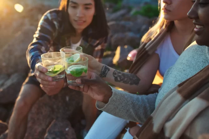 Friends enjoying spring drinks